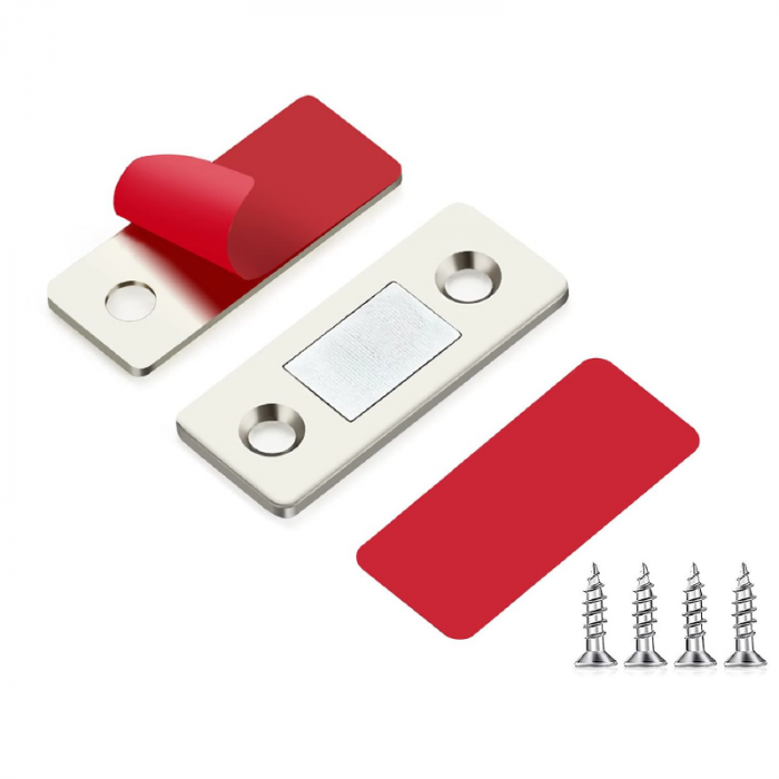 Set 2 Bucati Magneti Puternici Din Otel Inoxidabil Profesional SUPER TRENDS® Pentru Usi de Mobila, Usi Glisante, Bucatarie, Fereastra, Instalare: Autoadeziv Sau Suruburi [2]