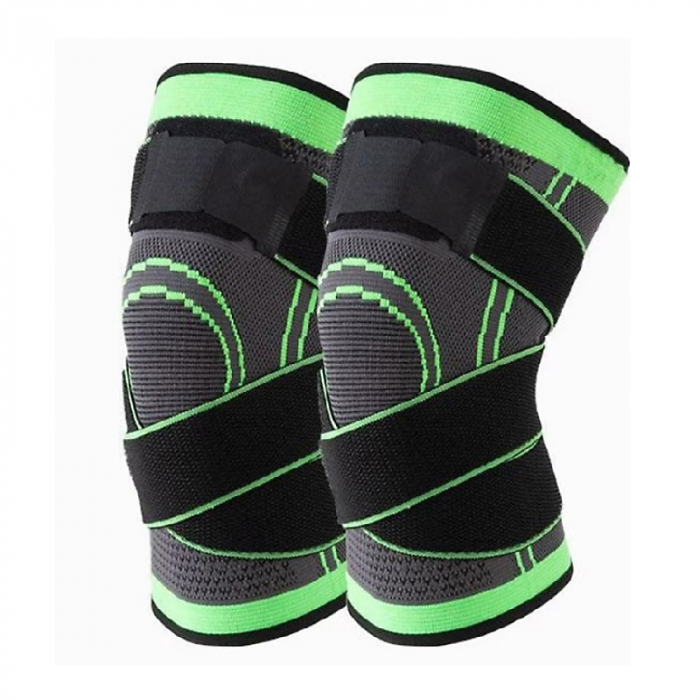 Set 2 Genunchiere Premium SUPER TRENDS®, Marime Universala, cu Bretele Pentru Sustinere, Negru-Verde [1]