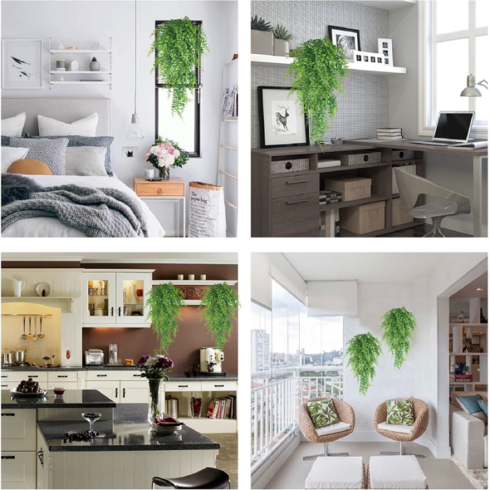 Set 2 Plante Artificiale Suspendate Tip Feriga SUPER TRENDS®, Decor Interior si Exterior, 70 cm, Verde [6]