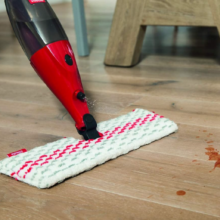 Set 2 Rezerve Mop Premium SUPER TRENDS® Compatibila cu Mop Vileda 1-2 Spray Max, Alb-Rosu [9]