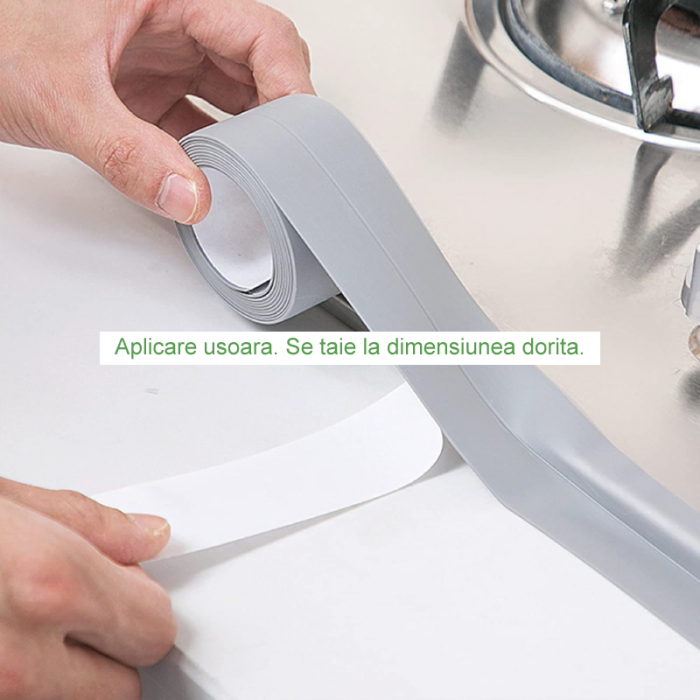Set 2 Role Banda de Etansare Autoadeziva Premium SUPER TRENDS®, Impermeabila, Anti-Mucegai, PVC si PE, Usor de Aplicat in Baie sau Bucatarie, Gri [3]
