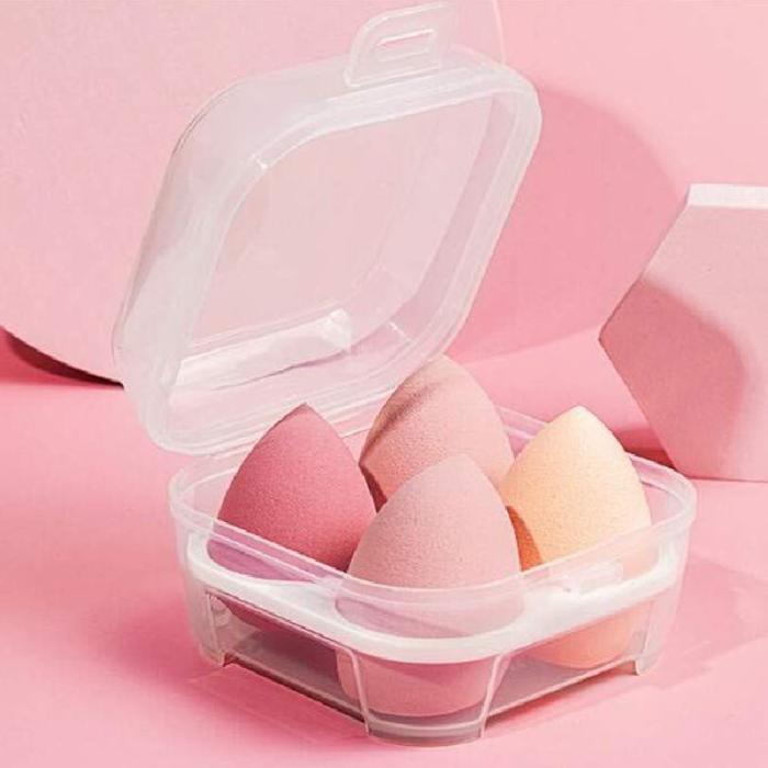 Set 4 Bureti de Machiaj SUPER TRENDS®, Roz, cu Cutie de Depozitare Din Plastic [3]