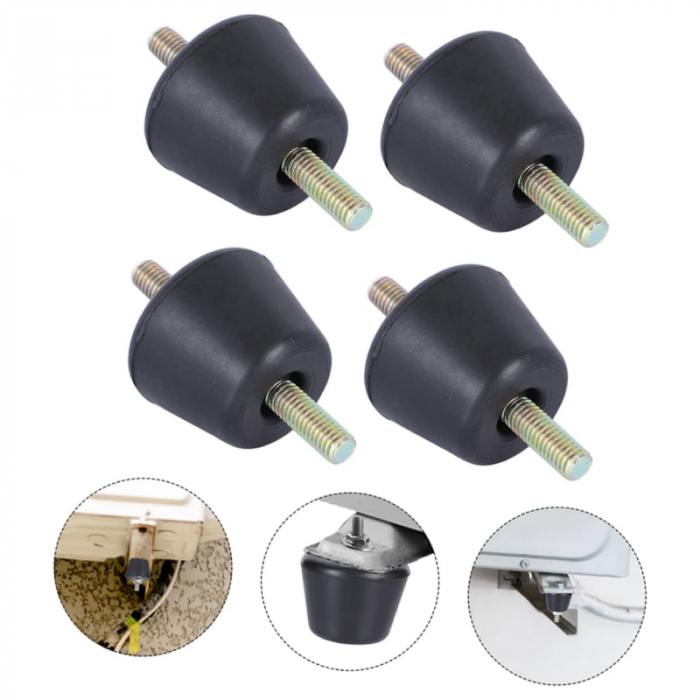 Set 4 Tampoane Anti-Vibratie Pentru Unitate Exterioara Aer Conditionat Premium SUPER TRENDS®, Rezistente la Socuri si Uzura, Anti-Alunecare, Cauciuc, Negru [4]