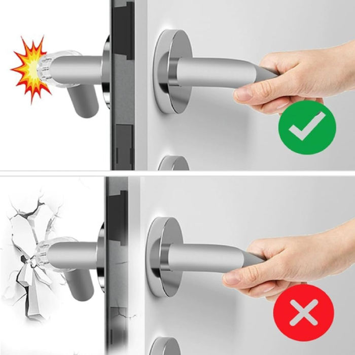 Set 6 Protectii (Opritoare) Pentru Manere de Usa SUPER TRENDS®, Silicon Transparent, PVC, 31x23x13mm, Gaura 18 mm [6]