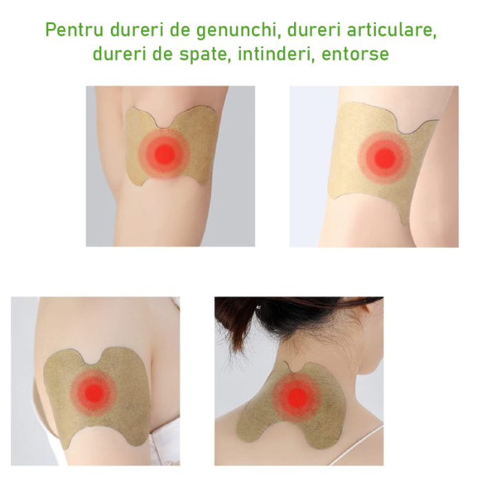 Set 120 Plasturi Din Plante Pentru Ameliorarea Durerii de Genunchi SUPER TRENDS®, cu Extract Natural de Pelin, Portabili, 13.50 x 10.00 x 0.20 cm, Verde [2]