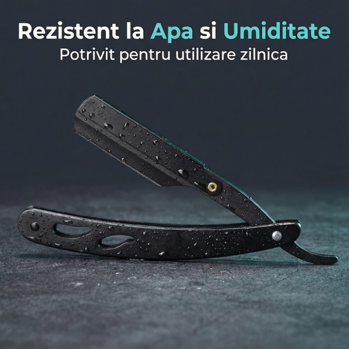 Set Brici Profesional Super Trends® Din Otel Inoxidabil Cu 10 Lame De Ras Si Husa Din Piele, Brici Clasic Pentru Barbierit, Brici Cu Lama InterSchimbabila Pentru Contur Barba, Set Brici Barbierit Portabil, Ideal Pentru Calatorii Si Salon, Culoare Negru [11]