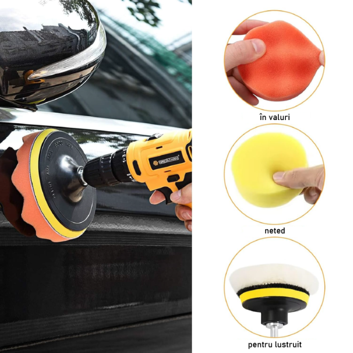 Set Bureti Polish si Ceruire Auto SUPER TRENDS®, Diametru 3 inch (76 mm), Grade Diferite de Duritate, 19 Piese [6]