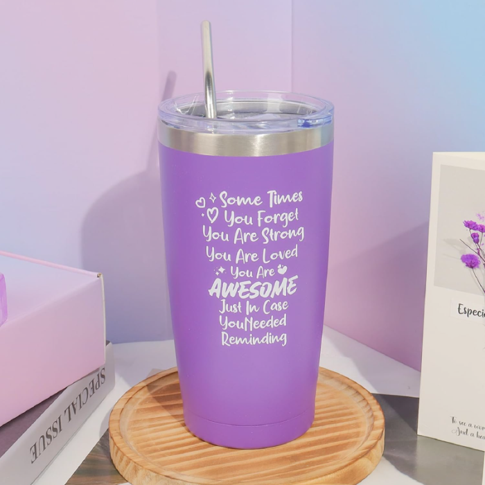 Set Cadou SPA Pentru Femei SUPER TRENDS®, 6 Piese, Cutie cadou, Cana Termos Din Inox, Lumanare Parfumata, Sare de Baie, Sapun, Bila Efervescenta Baie, Felicitare, Mov [2]
