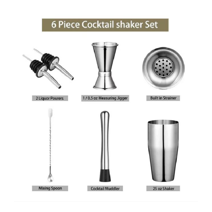 Set Cocktail Shaker Barman cu 6 piese SUPER TRENDS®, Inox, 750ml [3]