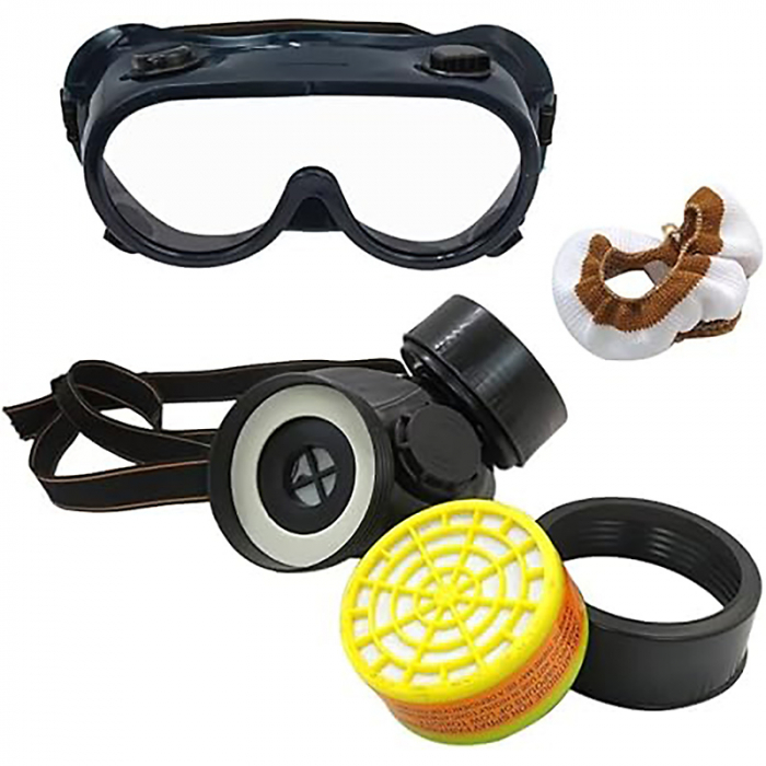 Set Ochelari si Masca de Protectie Profesionala SUPER TRENDS®, Pentru Lucrul in Mediu Chimic, 2 Filtre de Carbon Activ, Protectie Impotriva Vaporilor, Vopselei sau Prafului, Negru [8]