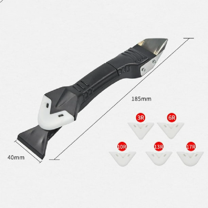 Set pentru chituit 3 in 1 Profesional SUPER TRENDS®, Spatula Pentru Chit, Cutter Pentru Indepartarea Chitului, Racleta Din Silicon cu 5 Capete de Schimb, Pentru Bucatarie, Baie, Geamuri, Chiuveta [2]