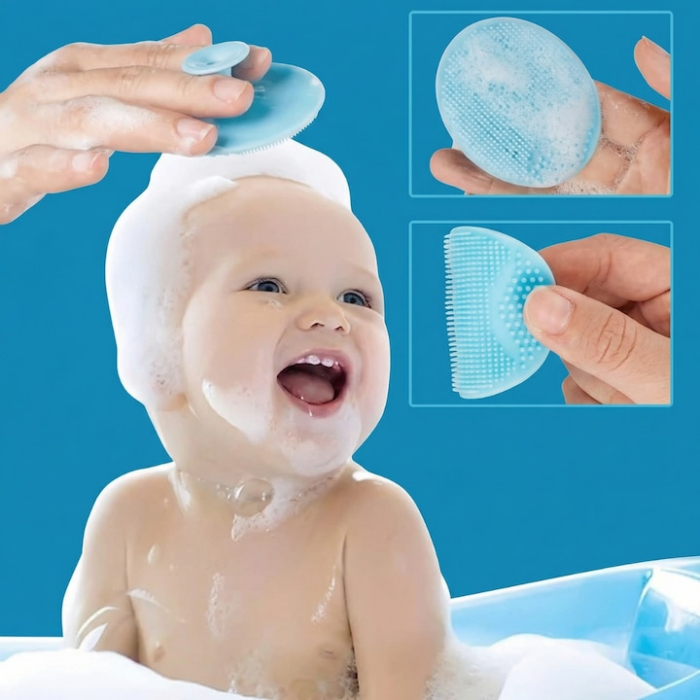 Set Perie De Baie Si Pieptan Bebelusi SUPER TRENDS® Din Silicon Moale, Perie Si Pieptan Bebe Cu Maner Ergonomic, Perie Si Piapten Bebelusi Pentru Indepartarea Crustelor De Lapte, Set Ingrijire Bebelusi Verde Albastru, Set Ingrijire Bebe Hipoalergenic [9]