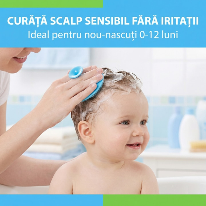 Set Perie De Baie Si Pieptan Bebelusi SUPER TRENDS® Din Silicon Moale, Perie Si Pieptan Bebe Cu Maner Ergonomic, Perie Si Piapten Bebelusi Pentru Indepartarea Crustelor De Lapte, Set Ingrijire Bebelusi Verde Albastru, Set Ingrijire Bebe Hipoalergenic [4]