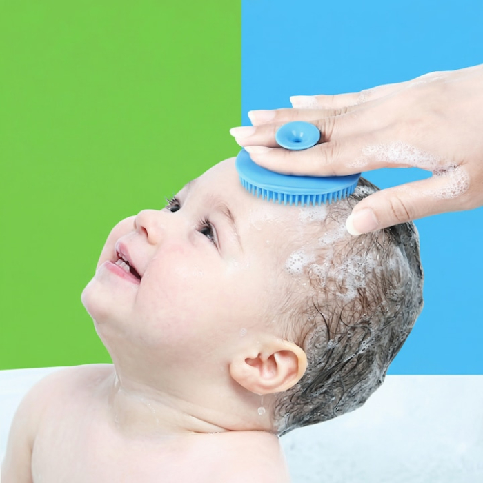 Set Perie De Baie Si Pieptan Bebelusi SUPER TRENDS® Din Silicon Moale, Perie Si Pieptan Bebe Cu Maner Ergonomic, Perie Si Piapten Bebelusi Pentru Indepartarea Crustelor De Lapte, Set Ingrijire Bebelusi Verde Albastru, Set Ingrijire Bebe Hipoalergenic [10]