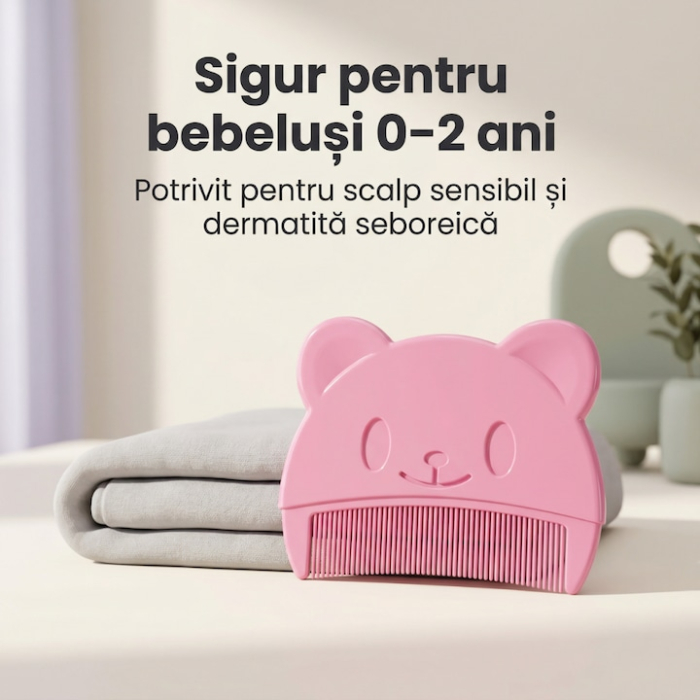 Set Perie De Baie Si Pieptan Bebelusi Super Trends® Din Silicon Moale, Perie Si Pieptan Bebe Pentru Indepartarea Crustelor De Lapte, Perie Si Piapten Bebelusi Cu Maner Ergonomic Antialunecare, Set Ingrijire Bebelusi Roz Violet, Set Ingrijire Bebe [7]