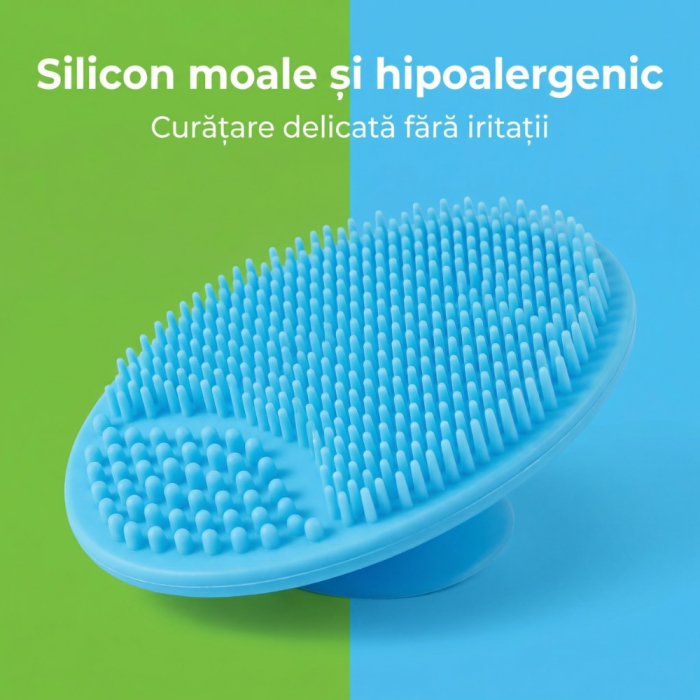 Set Perie De Baie Si Pieptan Bebelusi Super Trends® Din Silicon Moale, Perie Si Pieptan Bebe Pentru Indepartarea Crustelor De Lapte, Perie Si Piapten Bebelusi Cu Maner Ergonomic Antialunecare, Set Ingrijire Bebelusi Albastru, Set Ingrijire Bebe Hipoalerge [3]