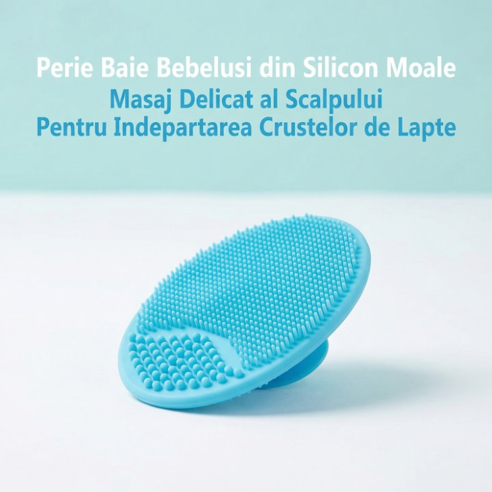 Set Perie De Baie Si Pieptan Bebelusi Super Trends® Din Silicon Moale, Perie Si Pieptan Bebe Pentru Indepartarea Crustelor De Lapte, Perie Si Piapten Bebelusi Cu Maner Ergonomic Antialunecare, Set Ingrijire Bebelusi Roz Albastru, Set Ingrijire Bebe [5]