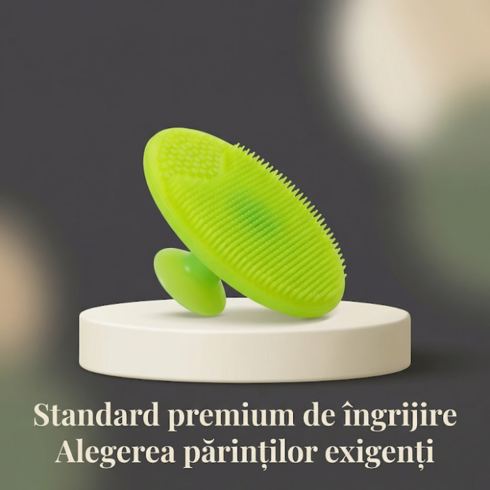 Set Perie De Baie Si Pieptan Bebelusi Super Trends® Din Silicon Moale, Perie Si Pieptan Bebe Pentru Indepartarea Crustelor De Lapte, Perie Si Piapten Bebelusi Cu Maner Ergonomic Antialunecare, Set Ingrijire Bebelusi Verde, Set Ingrijire Bebe Hipoalergenic [12]