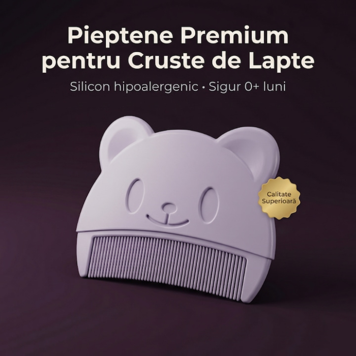 Set Perie De Baie Si Pieptan Bebelusi Super Trends® Din Silicon Moale, Perie Si Pieptan Bebe Pentru Indepartarea Crustelor De Lapte, Perie Si Piapten Bebelusi Cu Maner Ergonomic Antialunecare, Set Ingrijire Bebelusi Violet Albastru, Set Ingrijire Bebe [9]