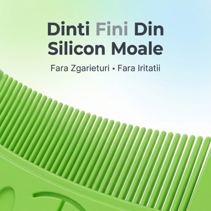 Set Perie De Baie Si Pieptan Bebelusi Super Trends® Din Silicon Moale, Perie Si Pieptan Bebe Pentru Indepartarea Crustelor De Lapte, Perie Si Piapten Bebelusi Cu Maner Ergonomic Antialunecare, Set Ingrijire Bebelusi Verde, Set Ingrijire Bebe Hipoalergenic [13]