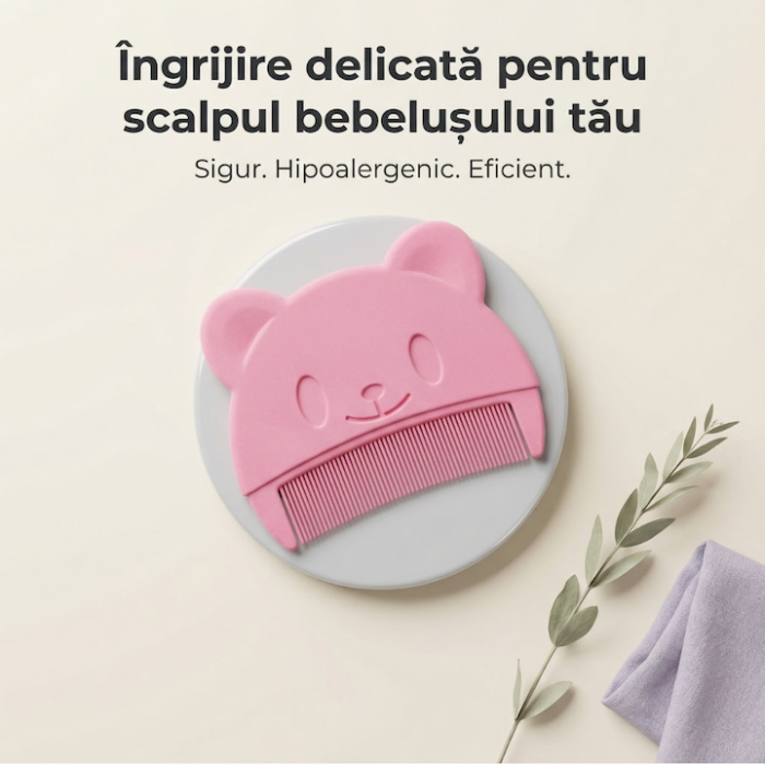 Set Perie De Baie Si Pieptan Bebelusi Super Trends® Din Silicon Moale, Perie Si Pieptan Bebe Pentru Indepartarea Crustelor De Lapte, Perie Si Piapten Bebelusi Cu Maner Ergonomic Antialunecare, Set Ingrijire Bebelusi Roz Violet, Set Ingrijire Bebe [17]