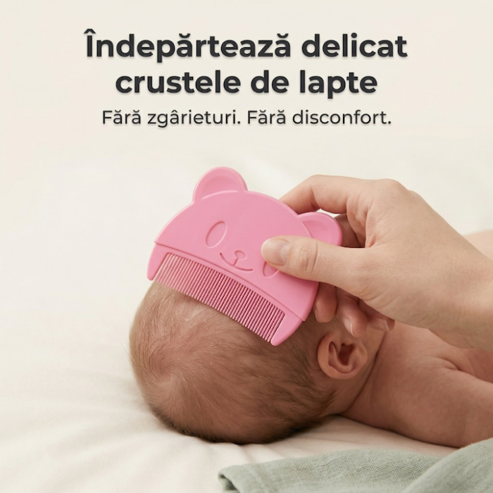 Set Perie De Baie Si Pieptan Bebelusi Super Trends® Din Silicon Moale, Perie Si Pieptan Bebe Pentru Indepartarea Crustelor De Lapte, Perie Si Piapten Bebelusi Cu Maner Ergonomic Antialunecare, Set Ingrijire Bebelusi Roz Violet, Set Ingrijire Bebe [3]