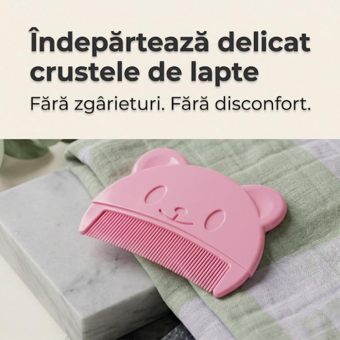 Set Perie De Baie Si Pieptan Bebelusi Super Trends® Din Silicon Moale, Perie Si Pieptan Bebe Pentru Indepartarea Crustelor De Lapte, Perie Si Piapten Bebelusi Cu Maner Ergonomic Antialunecare, Set Ingrijire Bebelusi Roz Violet, Set Ingrijire Bebe [9]
