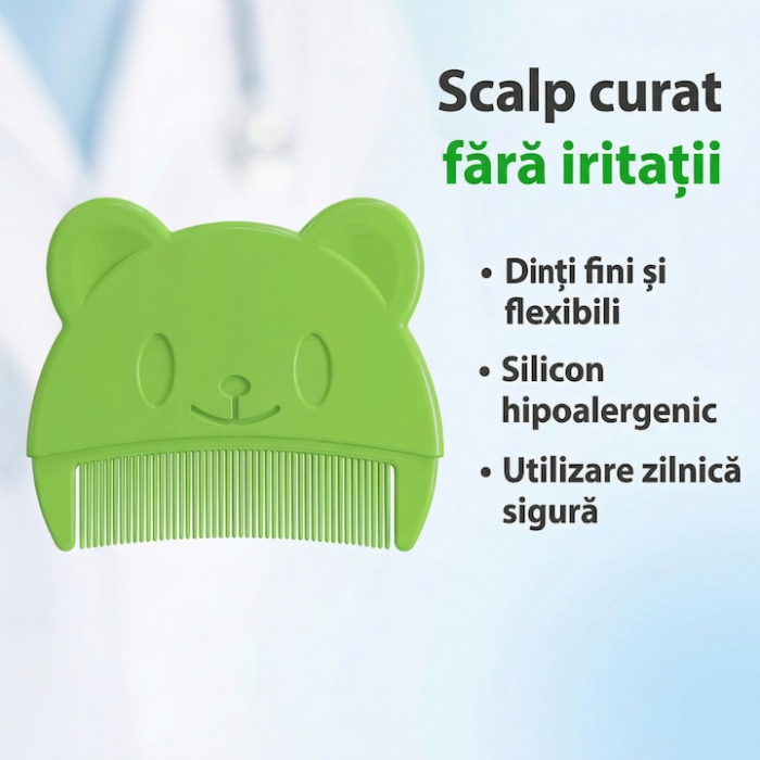 Set Perie De Baie Si Pieptan Bebelusi Super Trends® Din Silicon Moale, Perie Si Pieptan Bebe Pentru Indepartarea Crustelor De Lapte, Perie Si Piapten Bebelusi Cu Maner Ergonomic Antialunecare, Set Ingrijire Bebelusi Verde Violet, Set Ingrijire Bebe [7]