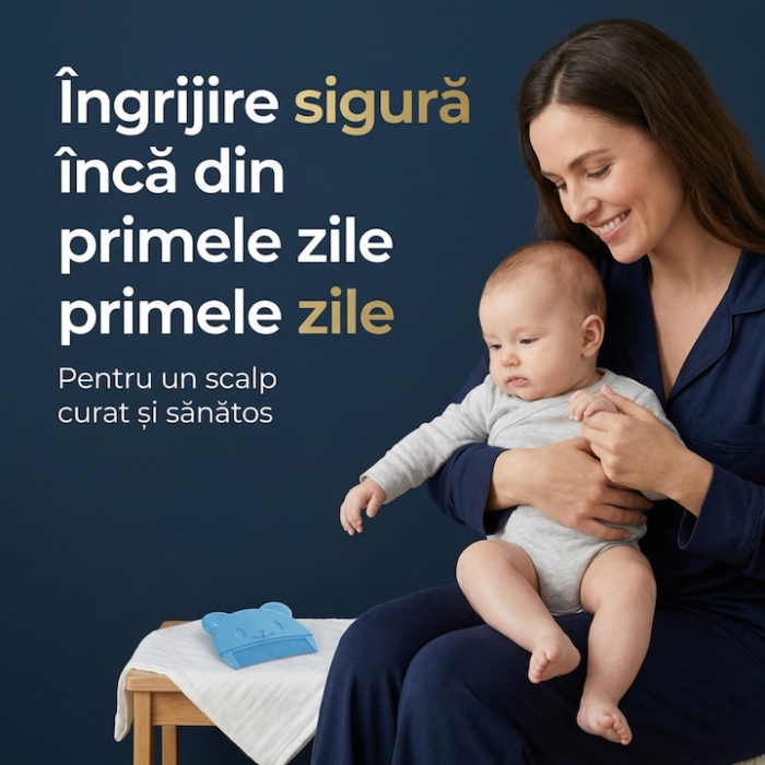 Set Perie De Baie Si Pieptan Bebelusi Super Trends® Din Silicon Moale, Perie Si Pieptan Bebe Pentru Indepartarea Crustelor De Lapte, Perie Si Piapten Bebelusi Cu Maner Ergonomic Antialunecare, Set Ingrijire Bebelusi Albastru, Set Ingrijire Bebe Hipoalerge [10]