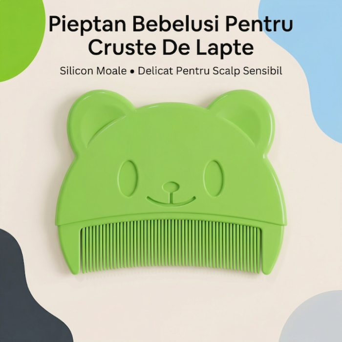 Set Perie De Baie Si Pieptan Bebelusi Super Trends® Din Silicon Moale, Perie Si Pieptan Bebe Pentru Indepartarea Crustelor De Lapte, Perie Si Piapten Bebelusi Cu Maner Ergonomic Antialunecare, Set Ingrijire Bebelusi Verde Violet, Set Ingrijire Bebe [3]
