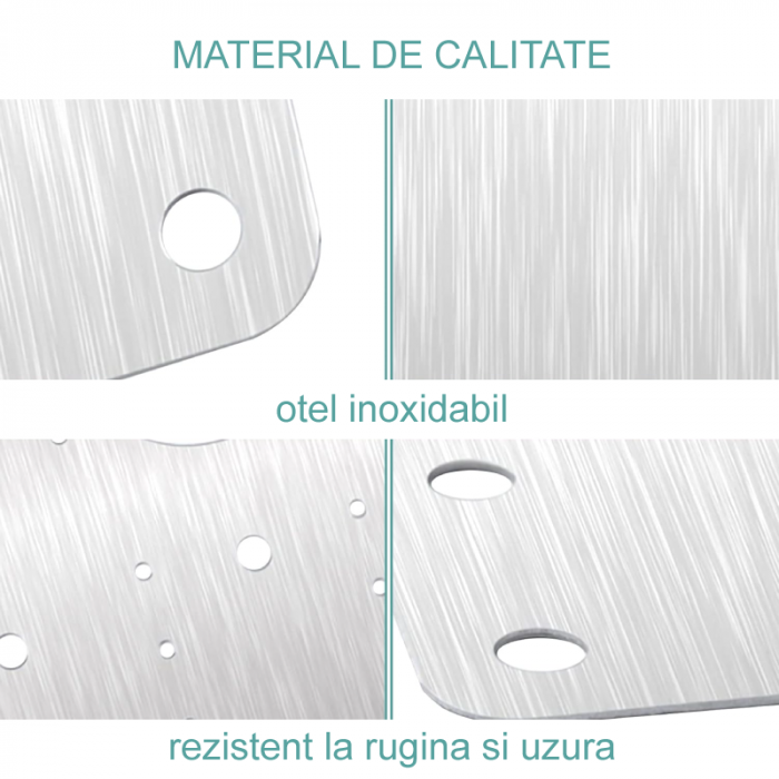 Set Reparatie Balamale Pentru Dulapuri Profesional SUPER TRENDS®, 8 Placi Metalice Otel Inoxidabil 9x9 cm, 48 Suruburi, Argintiu [5]