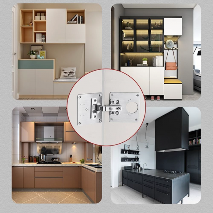Set Reparatie Balamale Pentru Dulapuri Profesional SUPER TRENDS®, 8 Placi Metalice Otel Inoxidabil 9x9 cm, 48 Suruburi, Argintiu [9]