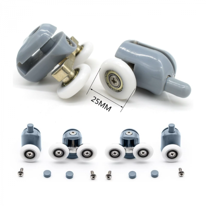 Set Role Universale Premium SUPER TRENDS®, Pentru Cabina de Dus, cu Rulmenti, 8 buc, Alb-Albastru [5]