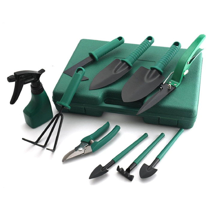 Set Unelte de Gradinarit 10 piese SUPER TRENDS®, din Otel Inoxidabil, Trusa Portabila, Verde [6]