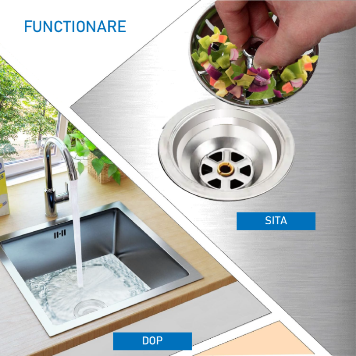 Sita de Scurgere Pentru Chiuveta SUPER TRENDS®, Functioneaza si ca Dop, 83 mm, Otel inoxidabil, Argintiu [6]