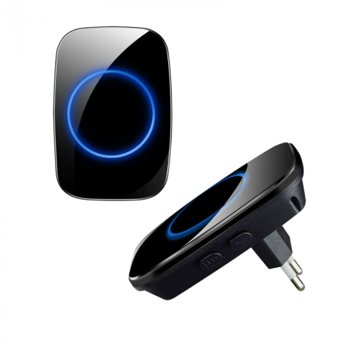 Sonerie Wireless Premium SUPER TRENDS®, Electrica, Rezistenta la Apa cu Transmitator IP44, 60 Tonuri si 5 Niveluri de Volum, Neagra [3]