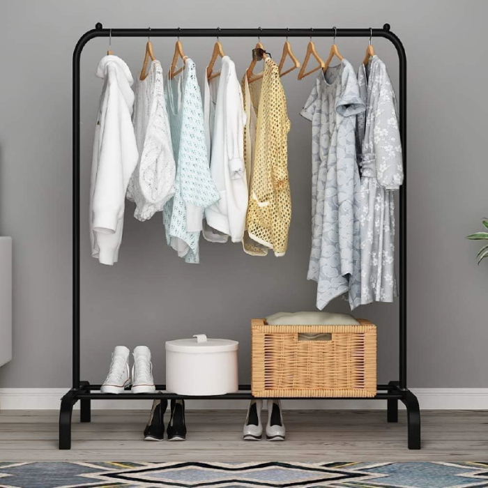 Suport de Umerase Premium SUPER TRENDS®, Organizator Pentru Haine, de Sine Statator, din Metal, Negru, 150 x 110 x 40 cm + 5 UMERASE CADOU [7]