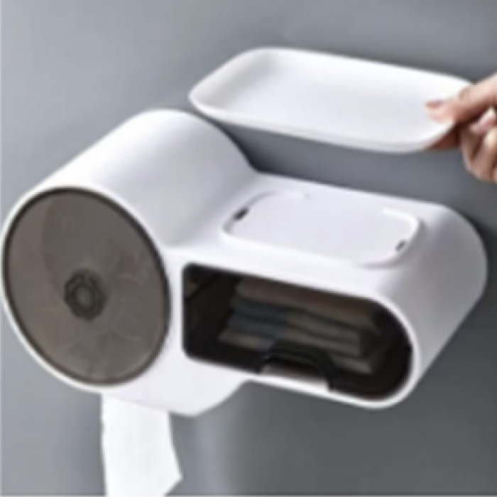 Suport Multifunctional Pentru Hartie Igienica SUPER TRENDS®, cu Cutie de Depozitare, Alb [7]