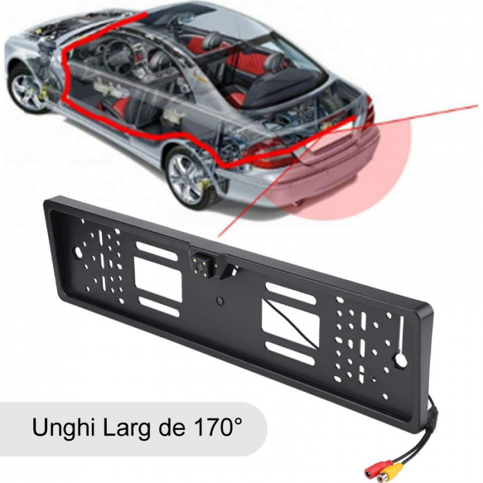 Suport Numar cu Camera Marsarier Auto cu 4 LED-uri IR Premium SUPER TRENDS®, Unghi Larg de 170°, Pentru Mers Inapoi cu Vedere de Noapte, Imagine Clara CMOS, Rezolutie Video 656 x 492px, Carcasa Imperm [3]