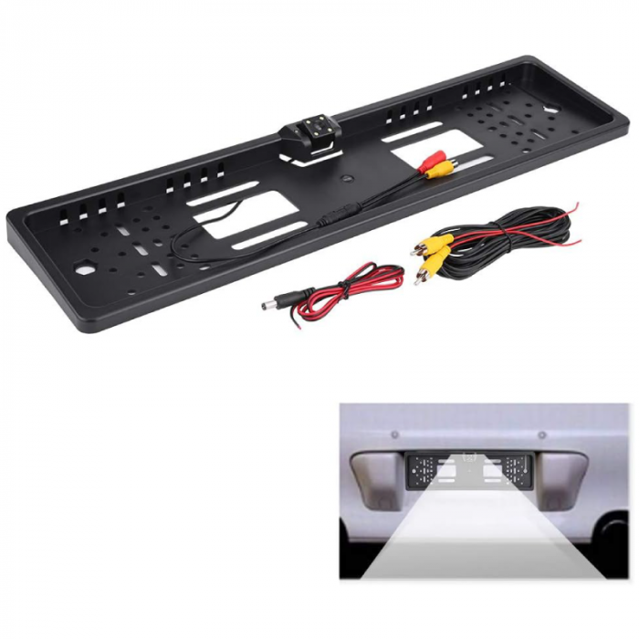 Suport Numar cu Camera Marsarier Auto cu 4 LED-uri IR Premium SUPER TRENDS®, Unghi Larg de 170°, Pentru Mers Inapoi cu Vedere de Noapte, Imagine Clara CMOS, Rezolutie Video 656 x 492px, Carcasa Imperm [2]