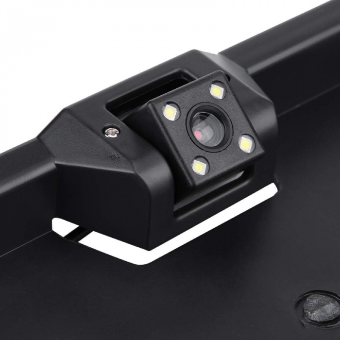 Suport Numar cu Camera Marsarier Auto cu 4 LED-uri IR Premium SUPER TRENDS®, Unghi Larg de 170°, Pentru Mers Inapoi cu Vedere de Noapte, Imagine Clara CMOS, Rezolutie Video 656 x 492px, Carcasa Imperm [7]