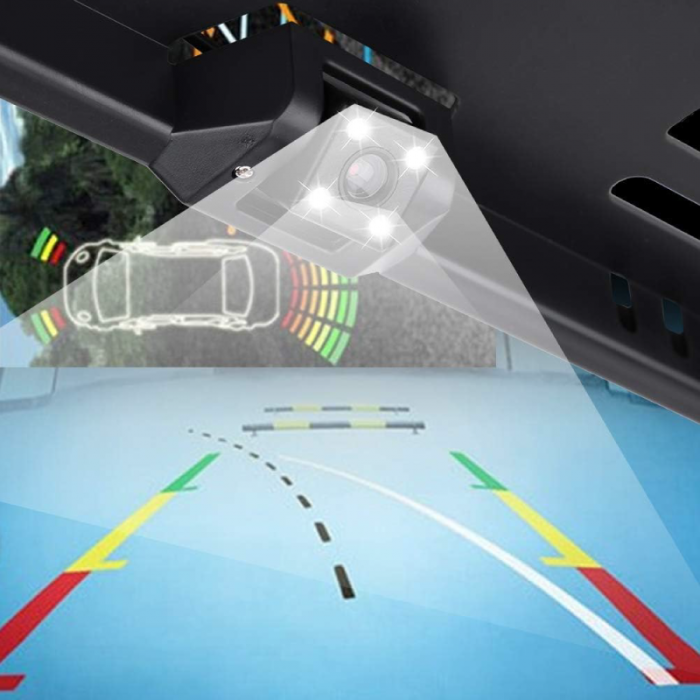 Suport Numar cu Camera Marsarier Auto cu 4 LED-uri IR Premium SUPER TRENDS®, Unghi Larg de 170°, Pentru Mers Inapoi cu Vedere de Noapte, Imagine Clara CMOS, Rezolutie Video 656 x 492px, Carcasa Imperm [4]