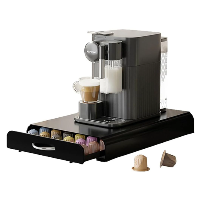 Suport Pentru 60 Capsule de Cafea SUPER TRENDS®, Compatibil cu Nespresso, Tchibo, Negru, 39x26x6.4 cm, Metal, Negru [3]