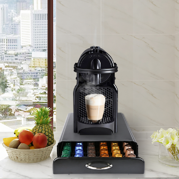 Suport Pentru 60 Capsule de Cafea SUPER TRENDS®, Compatibil cu Nespresso, Tchibo, Negru, 39x26x6.4 cm, Metal, Negru [10]