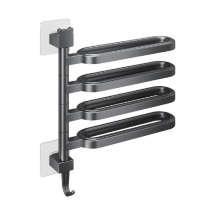 Suport Pentru Prosoape SUPER TRENDS®, cu 3 Brate Rotative, Montare Fara Gaurire, Gri Mat, 31x6 cm [2]