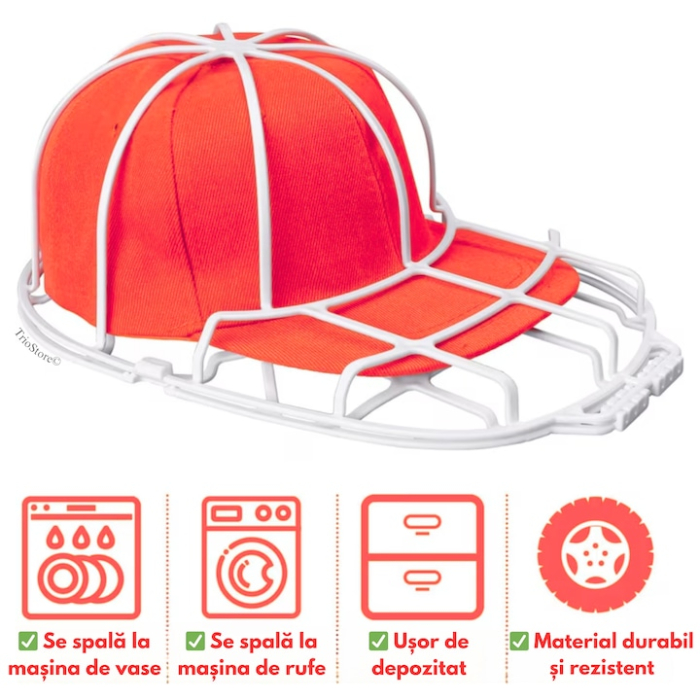 Suport Pentru Spalare Sapca Super Trends® Din Polipropilena Alba, Curatare Multifunctionala Fara Deformare, Marime Universala 35.3x22x13.5 Cm, Accesoriu Pentru Spalare Sapca La Masina De Spalat, Protectie Forma Sapci [3]