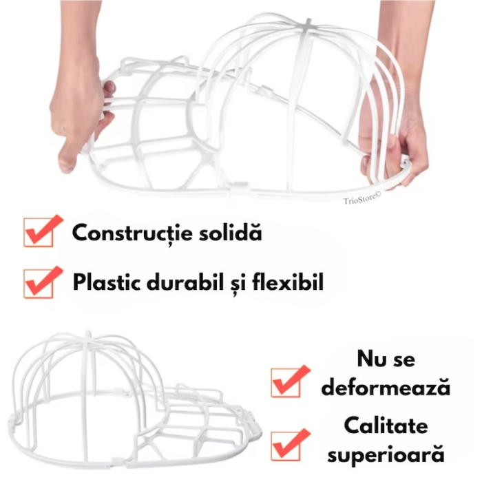 Suport Pentru Spalare Sapca Super Trends® Din Polipropilena Alba, Curatare Multifunctionala Fara Deformare, Marime Universala 35.3x22x13.5 Cm, Accesoriu Pentru Spalare Sapca La Masina De Spalat, Protectie Forma Sapci [2]