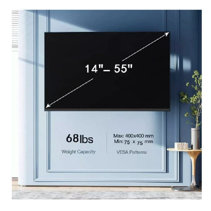 Suport TV de perete Full Motion SUPER TRENDS®, 14''-55'', Universal, Pivotant, Vesa 100x100, 200x100, 200x200, 300x200, 300x300, 400x200 si 400x400 mm, Max 30 kg, Negru [6]