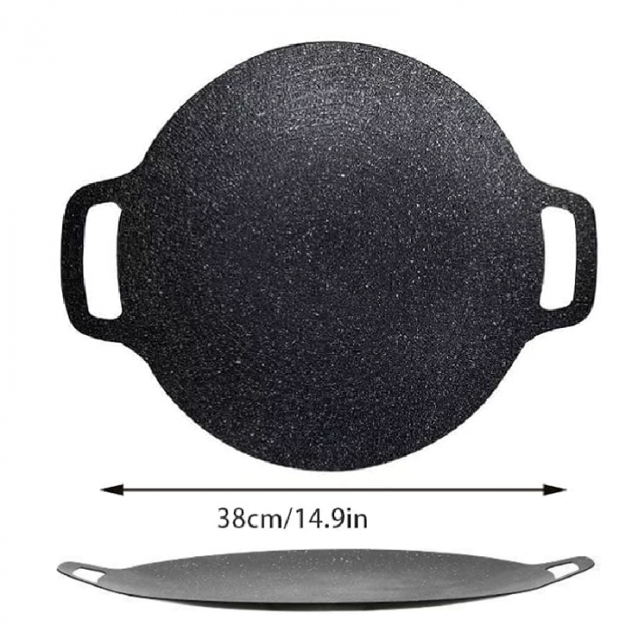 Tigaie Rotunda Pentru Gratar din Aliaj Premium SUPER TRENDS®, Tip Coreea, Antiaderenta, Compatibila cu Aragaz Electric si Foc Deschis, Manere Laterale, Ideala pentru Gatit Interior si Exterior, Diamet [4]