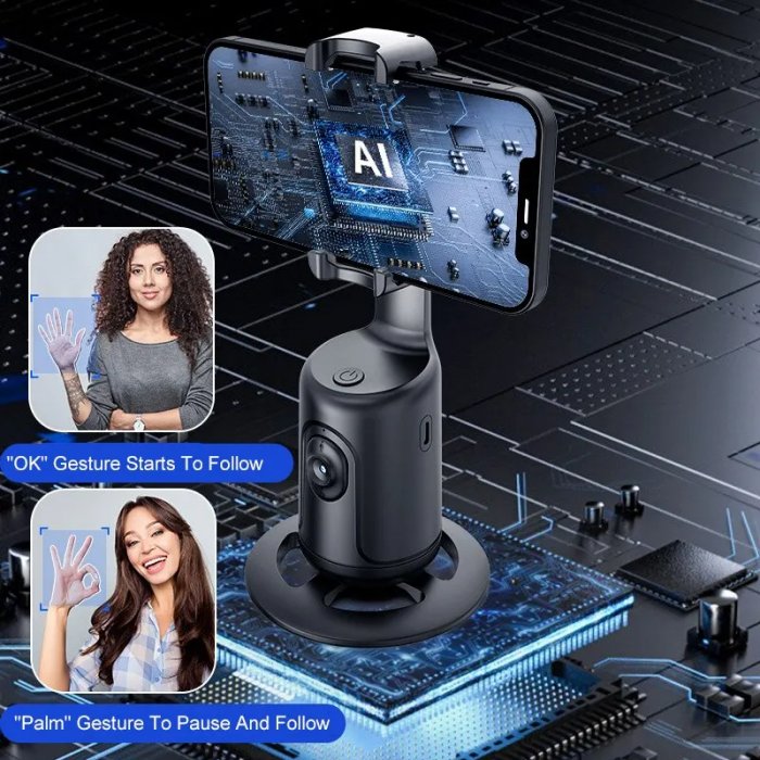 Trepied Inteligent Pentru Telefon cu Urmarire Automata a Fetei Premium SUPER TRENDS® – Rotire 360°, Urmarire AI a Fetei si Corpului, Compatibilitate Universala cu iOS si Android, Port USB, Design Eleg [11]